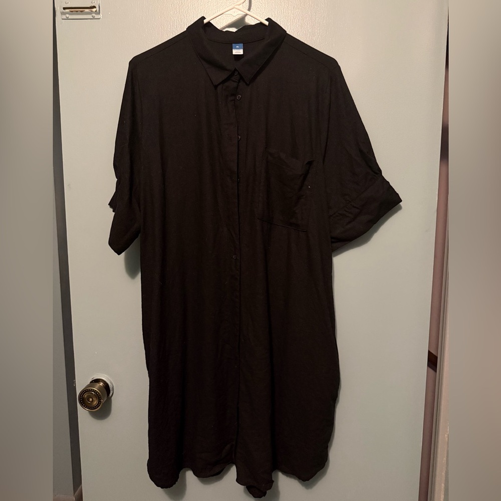 Old Navy Women’s Black Casual Button Down Linen Dress